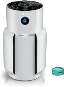 Shark NeverChange Air Purifier Max with HEPA and activated carbon filters for small rooms, ideal for pet odors, allergens, and dust removal.