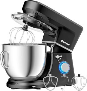 COSTWAY Stand Mixer, 6-Speed 7.5 QT Tilt-head Electric Kitchen Food Mixer 660W with Stainless Steel Bowl, Dough Hook, Beater, Whisk