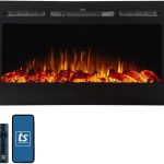 Touchstone Smart Electric Fireplace-The Sideline 36 Inch Wide-in Wall Recessed-30 Realistic Ember Color/Flame Options-1500W Heater w/Thermostat-Black-Log & Crystal Hearth Options -Alexa/WiFi Enabled