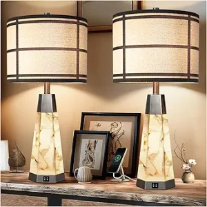 Natural Alabaster Table Lamps Set