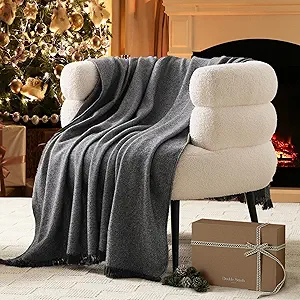 Double stitch cashmere throw blanket