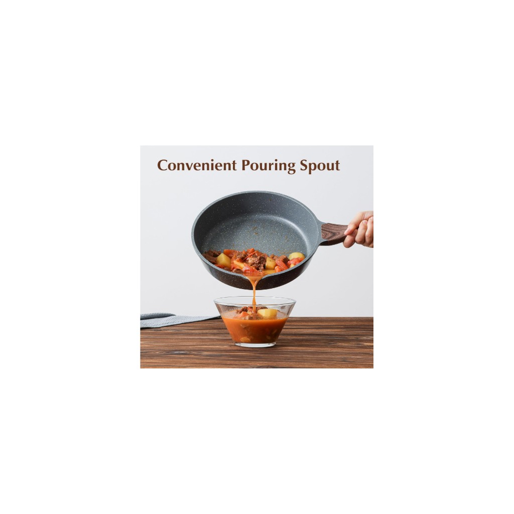 StoneCoat Induction Frying Pan with Glass Lid